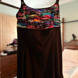 Longitude Multicolor Striped Swim Dress